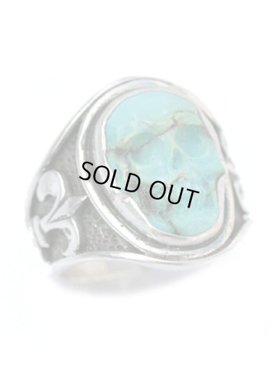 ジョニーデップ愛用アクセサリー「リーダウニー」スカルリング(ターコイズ)