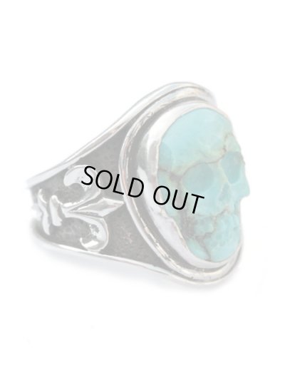 ジョニーデップ愛用アクセサリー「リーダウニー」スカルリング(ターコイズ)