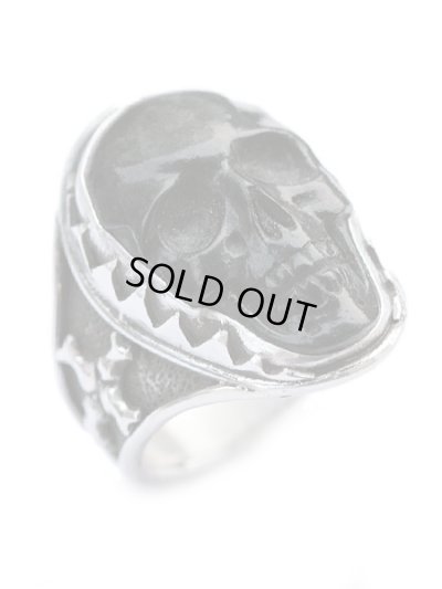 ジョニーデップ愛用アクセサリー「リーダウニー」ラージスカルリング(ジェット)