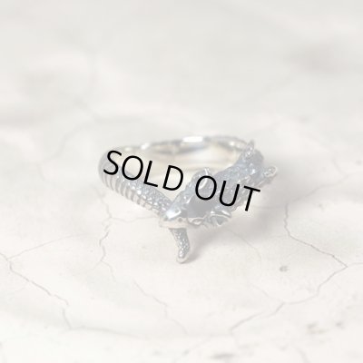 ウロボロスのシルバーリング。「無限」「永遠」の象徴とされる自分の尾を咥えて輪になった竜