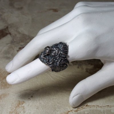 魔獣キメラのシルバーリング|ライオン、山羊、蛇の複合魔獣