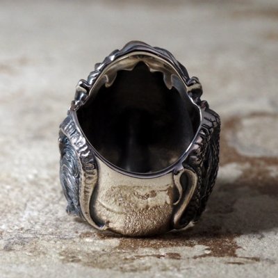 魔獣キメラのシルバーリング|ライオン、山羊、蛇の複合魔獣