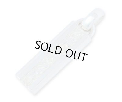 【ペアネックレス セット】クラシカルデザインプレート（ブラック＆ホワイト）/AQUA SILVER（アクアシルバー）