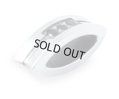 【ペアネックレス セット】3ストーンフープネックレス（ブラックストーン＆クリアストーン）/AQUA SILVER（アクアシルバー）