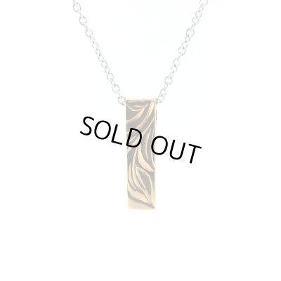 [ペアネックレス]ハワイアンエングレイブ バーネックレス（ブラック&ピンクゴールド） / Jellyfish Factory