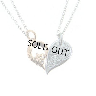 [ペアネックレス]ハワイアンエングレイブ シェアハートネックレス / Jellyfish Factory