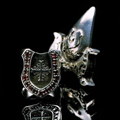 【馬蹄】シャドウクロス ホースシューリング（ガーネット） アークシルバーアクセサリーズ