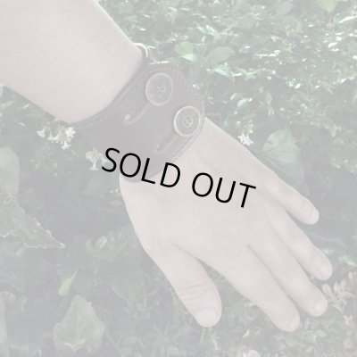 リリーボタン ダブルレザーブレスレット（ダークブラウン） / Ark silver accessories