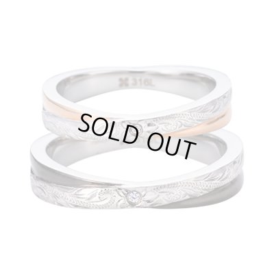 【ペアリング】ステンレス ハワイアンジュエリー ペアリング（ブラック＆ピンクゴールド）