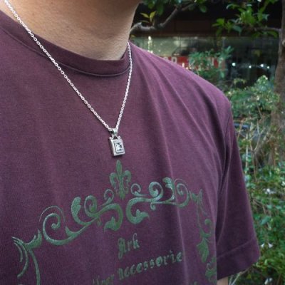 【ペアペンダント】スクエアバースストーンフレーム クリアCZ&ブラックCZ|Ark silver accessories/アーク シルバーアクセサリーズ