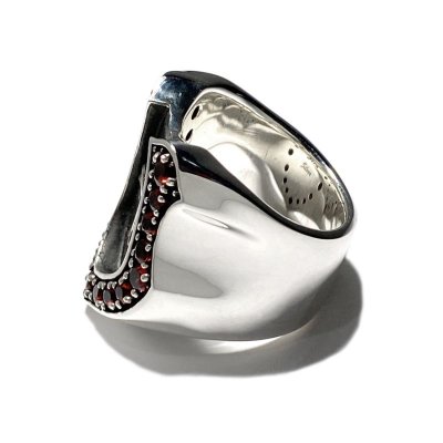 【馬蹄】シャドウクロス ホースシューリング（ガーネット） アークシルバーアクセサリーズ