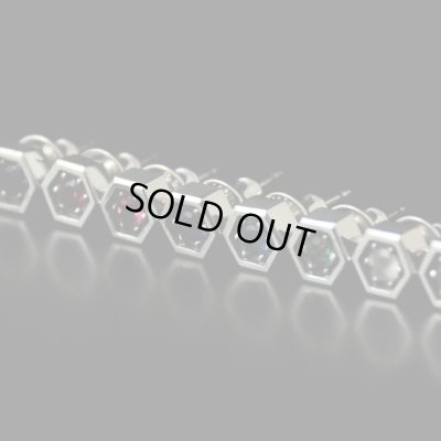 六角柱 シルバーピアス メンズ 片耳 天然石 