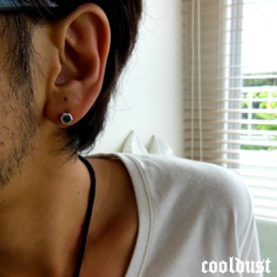 六角柱 シルバーピアス メンズ 片耳 天然石