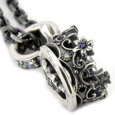 【ペアネックレス】アルテミスクラシック/ストーンクラウンチャーム(クリア&ブラック)