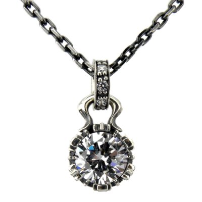 【ペアネックレス】アルテミスクラシック/ストーンクラウンチャーム(クリア&ブラック)