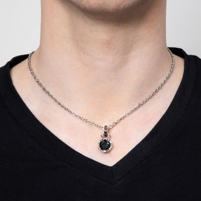 【ペアネックレス】アルテミスクラシック/ストーンクラウンチャーム(クリア&ブラック)