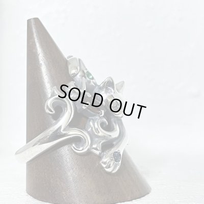 ガッシュ/【ネコ シルバーリング】唐草と猫のリング 石入りver. タイプ3｜gush