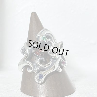 ガッシュ/【ネコ シルバーリング】唐草と猫のリング 石入りver. タイプ3｜gush