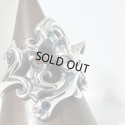 ガッシュ/【ネコ シルバーリング】唐草と猫のリング 石入りver. タイプ3｜gush