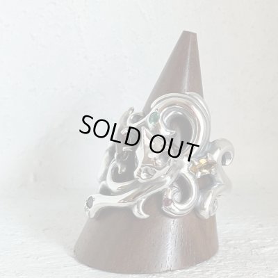 ガッシュ/【ネコ シルバーリング】唐草と猫のリング 石入りver. タイプ3｜gush