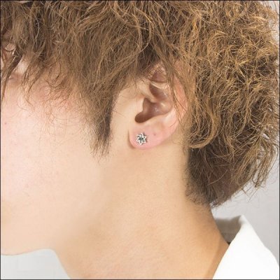 画像8: 【六芒星】アルテミスキングス/ヘキサグラムスタッドピアスBK シルバ-925 メンズ ブランド