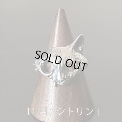 [11月 / シトリン]　ガッシュ/【誕生石 ネコ シルバーリング】メメント・モリ [Engraved type / birth stone]｜gush（ガッシュ）