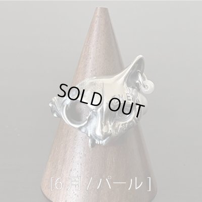 [6月 / パール]　ガッシュ/【誕生石 ネコ シルバーリング】メメント・モリ [Engraved type / birth stone]｜gush（ガッシュ）