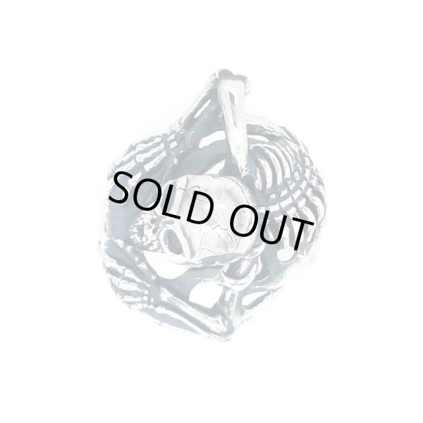 がしゃどくろペンダント 和風アクセサリー 銀風