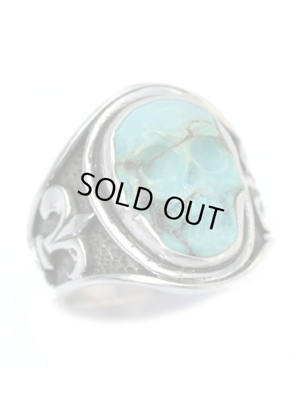 ジョニーデップ愛用アクセサリー「リーダウニー」スカルリング(ターコイズ)