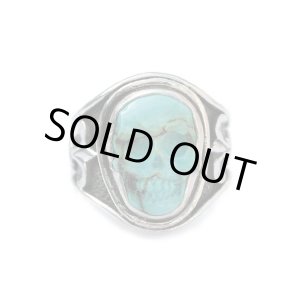 画像: リーダウニー/スカルプテッドスカルリング（ターコイズ）｜Lee Downey