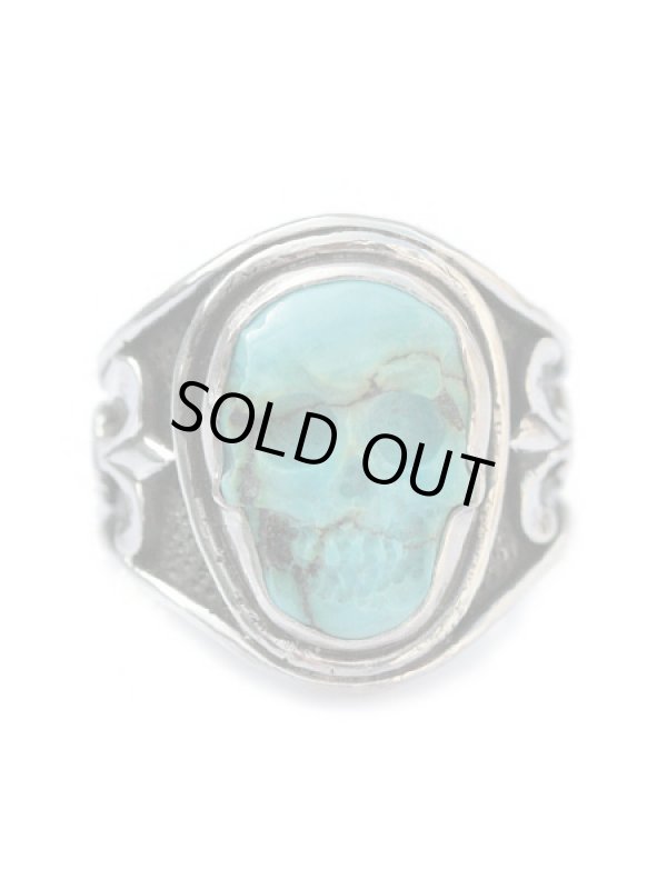 ジョニーデップ愛用アクセサリー「リーダウニー」スカルリング(ターコイズ)