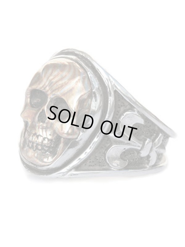 リーダウニー/スカルプテッドスカルリング（木目金）｜Lee Downey