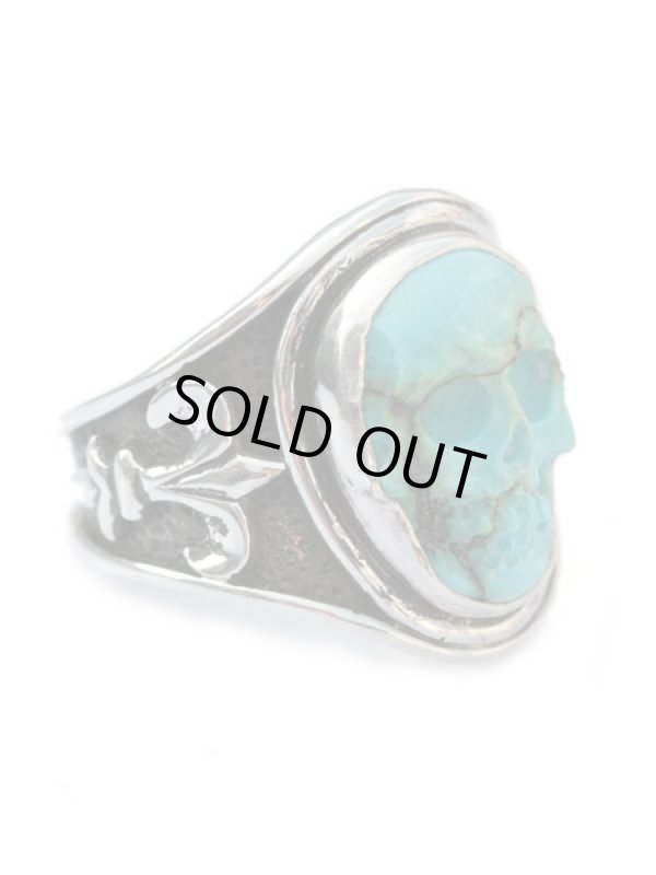 ジョニーデップ愛用アクセサリー「リーダウニー」スカルリング(ターコイズ)