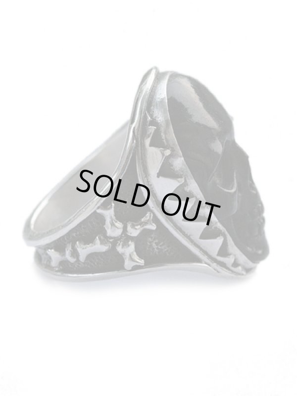 ジョニーデップ愛用アクセサリー「リーダウニー」ラージスカルリング(ジェット)