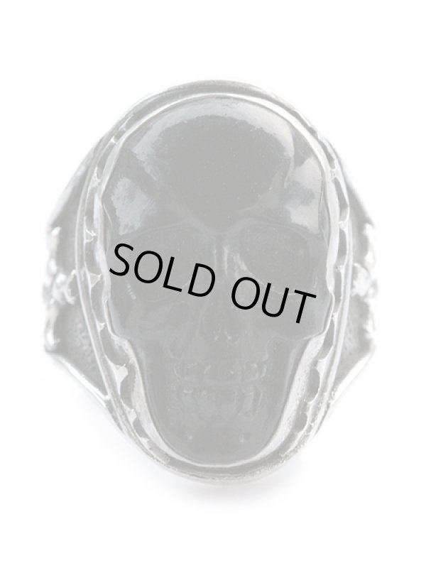 ジョニーデップ愛用アクセサリー「リーダウニー」ラージスカルリング(ジェット)