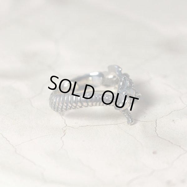 ウロボロスのシルバーリング。「無限」「永遠」の象徴とされる自分の尾を咥えて輪になった竜