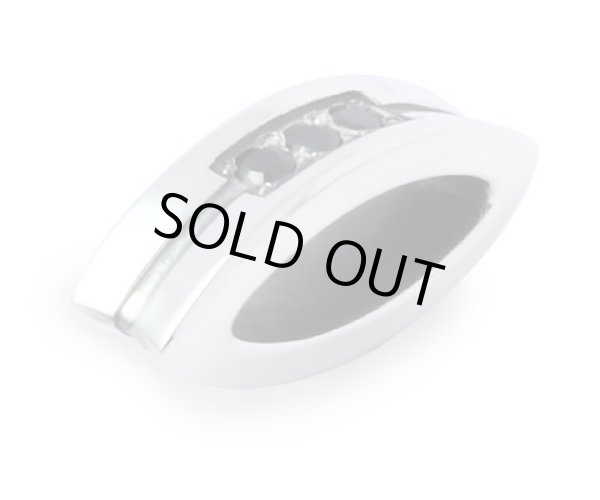 【ペアネックレス セット】3ストーンフープネックレス（ブラックストーン＆クリアストーン）/AQUA SILVER（アクアシルバー）