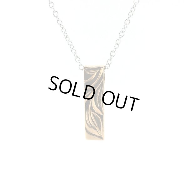 [ペアネックレス]ハワイアンエングレイブ バーネックレス（ブラック&ピンクゴールド） / Jellyfish Factory