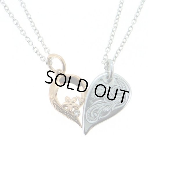 [ペアネックレス]ハワイアンエングレイブ シェアハートネックレス / Jellyfish Factory