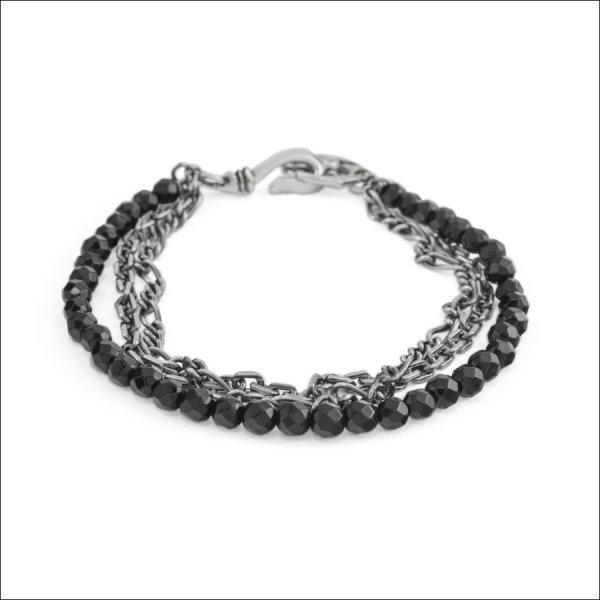 ブラックスピネル３連ブレスレット　アルテミスクラシック