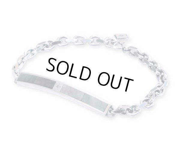 [ペアブレスレット]ブラックシェル&ピンクシェル プレートブレスレット/AQUA SILVER（アクアシルバー）