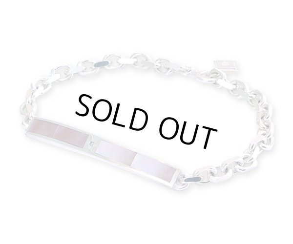 [ペアブレスレット]ブラックシェル&ピンクシェル プレートブレスレット/AQUA SILVER（アクアシルバー）