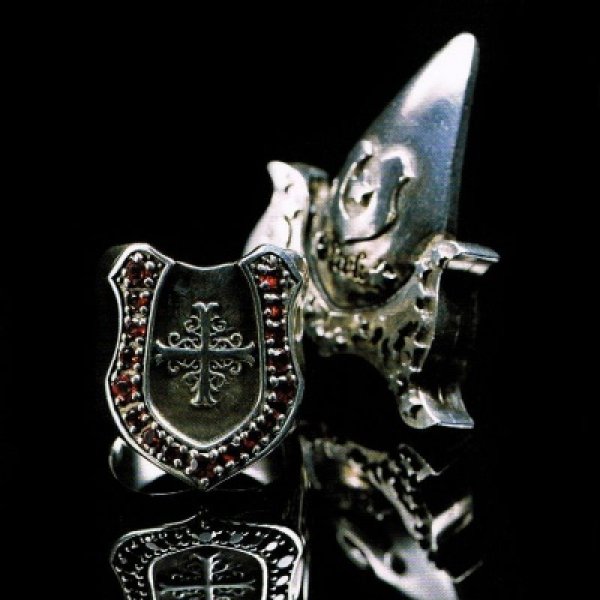 【馬蹄】シャドウクロス ホースシューリング(ガーネット) アークシルバーアクセサリーズ