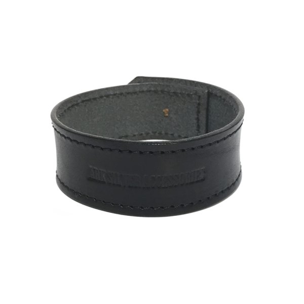 アークシルバーアクセサリーズ/リリーボタン シングルレザーブレスレット(ブラック)