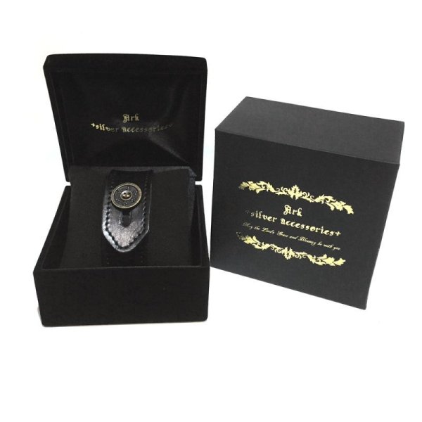 アークシルバーアクセサリーズ/リリーボタン シングルレザーブレスレット(ブラック)専用ボックス