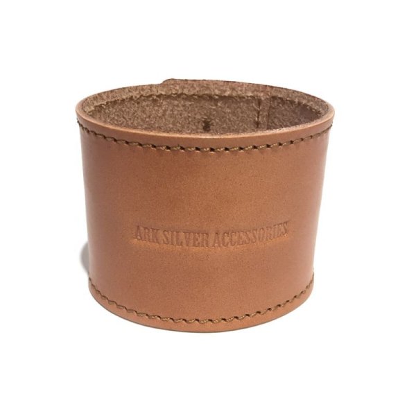 リリーボタン ダブルレザーブレスレット(ナチュラルブラウン) / Ark silver accessories