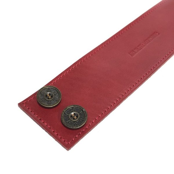 リリーボタン ダブルレザーブレスレット(レッド) / Ark silver accessories