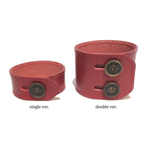 リリーボタン ダブルレザーブレスレット(レッド) / Ark silver accessories