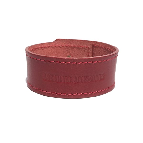 リリーボタン シングルレザーブレスレット(レッド) / Ark silver accessories