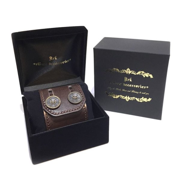 リリーボタン ダブルレザーブレスレット(ダークブラウン) / Ark silver accessories